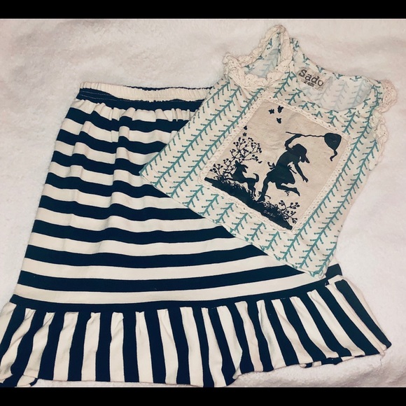 Sado Outfit Sleeveless Top & Striped Skirt, 2T - Picture 2 of 6